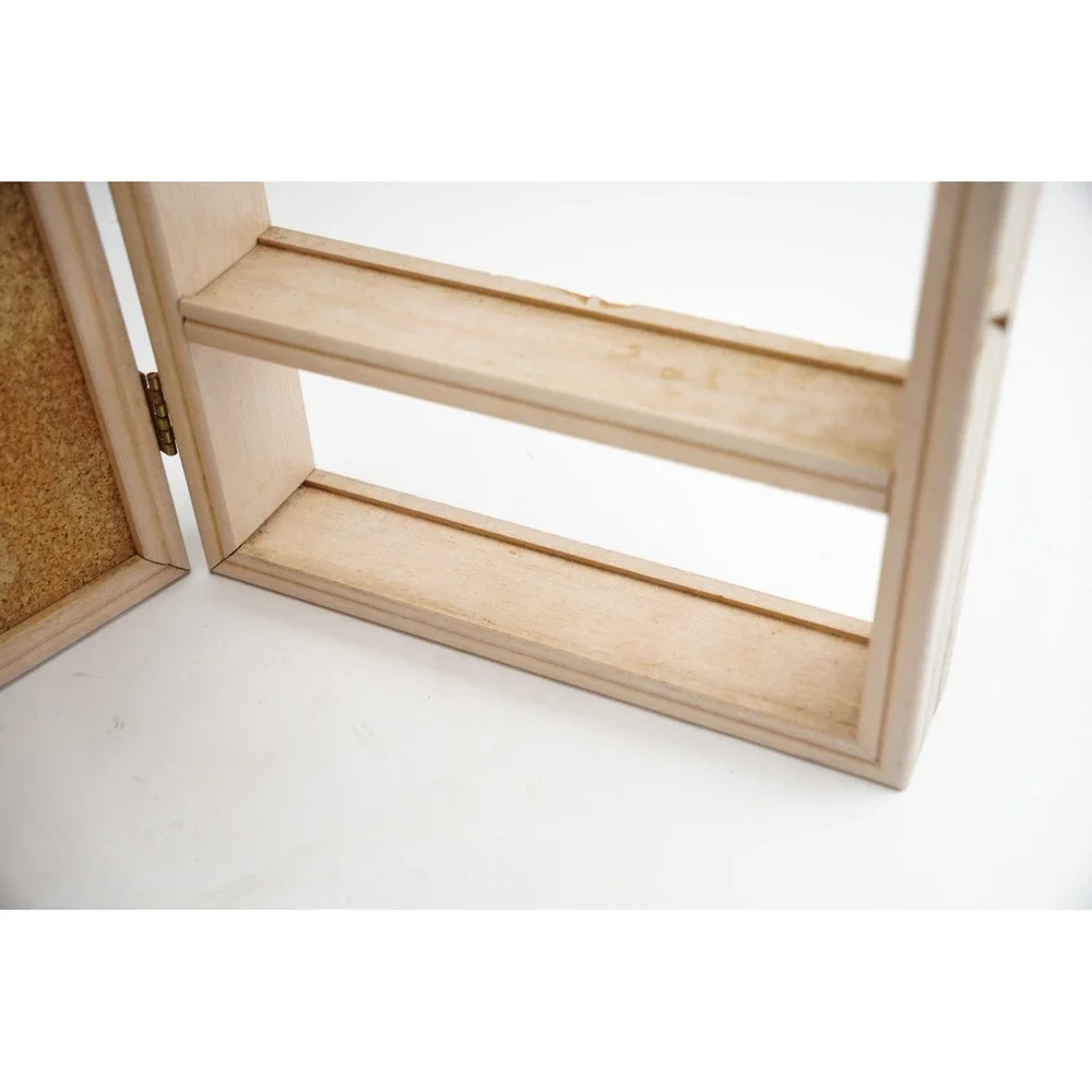 Steven‎ Klein Cat Print Wooden Wall Cabinet Small Tan Cork Board Shelves Good